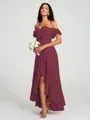 A-Line/Princess Off-the-Shoulder Asymmetrical Sleeveless Chiffon Bridesmaid Dress