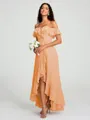 A-Line/Princess Off-the-Shoulder Asymmetrical Sleeveless Chiffon Bridesmaid Dress