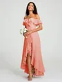 A-Line/Princess Off-the-Shoulder Asymmetrical Sleeveless Chiffon Bridesmaid Dress