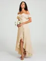 A-Line/Princess Off-the-Shoulder Asymmetrical Sleeveless Chiffon Bridesmaid Dress