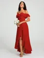 A-Line/Princess Off-the-Shoulder Asymmetrical Sleeveless Chiffon Bridesmaid Dress