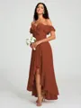 A-Line/Princess Off-the-Shoulder Asymmetrical Sleeveless Chiffon Bridesmaid Dress