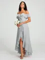 A-Line/Princess Off-the-Shoulder Asymmetrical Sleeveless Chiffon Bridesmaid Dress
