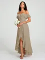 A-Line/Princess Off-the-Shoulder Asymmetrical Sleeveless Chiffon Bridesmaid Dress