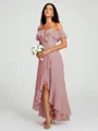 A-Line/Princess Off-the-Shoulder Asymmetrical Sleeveless Chiffon Bridesmaid Dress