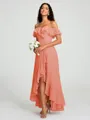 A-Line/Princess Off-the-Shoulder Asymmetrical Sleeveless Chiffon Bridesmaid Dress