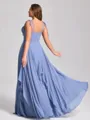 A-line V-neck Ruffles Floor-Length Chiffon Corset Plus Size Bridesmaid Dress