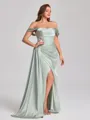 Sheath Pleated Floor-Length Silk Like Satin Corset Convertible Plus Size Bridesmaid Dress