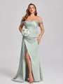 Sheath Pleated Floor-Length Silk Like Satin Corset Convertible Plus Size Bridesmaid Dress