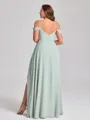 A-line Cold Shoulder Floor-Length Chiffon Convertible Plus Size Bridesmaid Dress