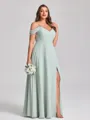 A-line Cold Shoulder Floor-Length Chiffon Convertible Plus Size Bridesmaid Dress