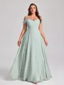 A-line Cold Shoulder Floor-Length Chiffon Convertible Plus Size Bridesmaid Dress