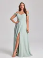 A-line Cold Shoulder Floor-Length Chiffon Convertible Plus Size Bridesmaid Dress