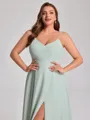 A-line Cold Shoulder Floor-Length Chiffon Convertible Plus Size Bridesmaid Dress
