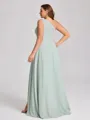 A-line One-Shoulder Pleated Floor-Length Chiffon Plus Size Bridesmaid Dress