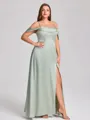 Sheath Cowl Pleated Floor-Length Silk Like Satin Convertible Plus Size Bridesmaid Dress