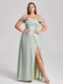 Sheath Cowl Pleated Floor-Length Silk Like Satin Convertible Plus Size Bridesmaid Dress