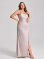 Sheath Spaghetti Straps Pleated Floor-Length Silk Like Satin Plus Size Bridesmaid Dress