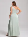 A-line One-Shoulder Floor-Length Silk Like Satin Plus Size Bridesmaid Dress