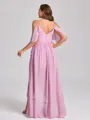 A-line Cold Shoulder Ruffles Asymmetrical Chiffon Plus Size Bridesmaid Dress