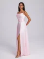 A-line Spaghetti Straps Pleated Floor-Length Silk Like Satin Bridesmaid Dress