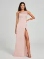 A-Line/Princess One-Shoulder Floor-Length Sleeveless Satin Bridesmaid Dress
