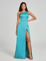 A-Line/Princess One-Shoulder Floor-Length Sleeveless Satin Bridesmaid Dress