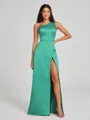 A-Line/Princess One-Shoulder Floor-Length Sleeveless Satin Bridesmaid Dress