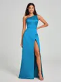 A-Line/Princess One-Shoulder Floor-Length Sleeveless Satin Bridesmaid Dress