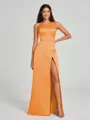 A-Line/Princess One-Shoulder Floor-Length Sleeveless Satin Bridesmaid Dress