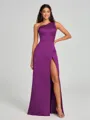 A-Line/Princess One-Shoulder Floor-Length Sleeveless Satin Bridesmaid Dress