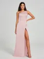 A-Line/Princess One-Shoulder Floor-Length Sleeveless Satin Bridesmaid Dress