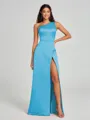 A-Line/Princess One-Shoulder Floor-Length Sleeveless Satin Bridesmaid Dress