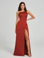 A-Line/Princess One-Shoulder Floor-Length Sleeveless Satin Bridesmaid Dress