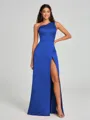 A-Line/Princess One-Shoulder Floor-Length Sleeveless Satin Bridesmaid Dress