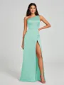 A-Line/Princess One-Shoulder Floor-Length Sleeveless Satin Bridesmaid Dress