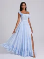 A-line One-Shoulder Ruffles Floor-Length Corset Bridesmaid Dress