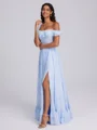 A-line One-Shoulder Ruffles Floor-Length Corset Bridesmaid Dress