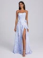 A-line Straight Bow Floor-Length Corset Bridesmaid Dress
