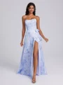 A-line Straight Bow Floor-Length Corset Bridesmaid Dress