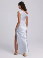 Sheath One-Shoulder Pleated Floor-Length Silk Like Satin Bridesmaid Dress