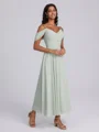 A-line Cold Shoulder Pleated Ankle-Length Chiffon Corset Bridesmaid Dress