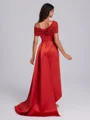 Sheath Pleated Floor-Length Satin Corset Bridesmaid Dress