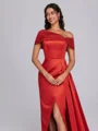 Sheath Pleated Floor-Length Satin Corset Bridesmaid Dress