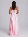 A-line Spaghetti Straps Appliques Lace Floor-Length Silk Like Satin Corset Bridesmaid Dress