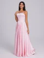A-line Spaghetti Straps Appliques Lace Floor-Length Silk Like Satin Corset Bridesmaid Dress