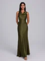 Sheath Cowl Floor-Length Silk Like Satin Bridesmaid Dress