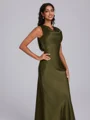 Sheath Cowl Floor-Length Silk Like Satin Bridesmaid Dress