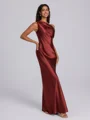 Sheath One-Shoulder Pleated Floor-Length Silk Like Satin Bridesmaid Dress