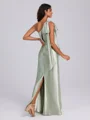Sheath One-Shoulder Bow Floor-Length Silk Like Satin Bridesmaid Dress